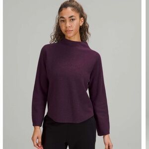 Lululemon Boxy Cotton-Blend Sweater Heathered Vintage Plum Size M/L